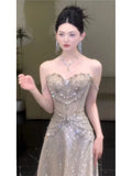 Sparkly A Line Strapless Sequins Prom Dresses Inspiration Long Party Night Gowns 19th Birthday Outfits HZ0311
