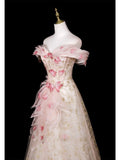Princess Ball Gown Off The Shoulder Tulle Pink Prom Dresses Inspiration Long Party Night Gowns 20th Birthday Outfits HZ0311
