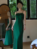 Vintage 1960s A line Spaghetti Straps Dark Green Prom Dresses Inspiration Long Party Evening Dress 18th Birthday Outfits HZ0311