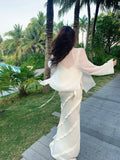 Sexy Mermaid Spaghetti Straps White Satin Ankle Length Prom Dresses Wedding Guest Dress 20th Birthday Outfits HZ0311