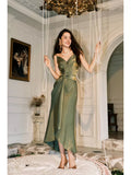 Modest Mermaid Spaghetti Straps Olive Green Prom Dresses High School Teens Senior Graduation Dance Party Outfits HZ0311