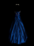 Classy Ball Gown Sweetheart Royal Blue Taffeta With Gold Beadings Long Prom Dresses Trendy Party Dress For Women HZ0311
