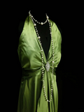 Simple A line Halter Olive Green Ruched Satin Long Prom Dress Ideas With Pleated Formal Party Dress Inspo For Women HZ0311