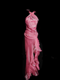 Modest Mermaid Halter Pink Ruched Long Prom Dress Ideas With Pleated Formal Party Dress Inspo For Women HZ0311