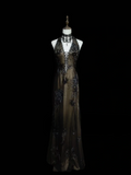 Classy Formal Mermaid Halter Black Tulle With Beads Style Impress Long Prom Dresses Party Gowns HZ0311