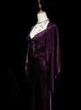 Chic Formal Mermaid Spaghetti Strap Purple Satin With Cape Style Impress Long Prom Dresses Party Gowns HZ0311