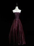 Classy Formal Ball Gowns Strapless Burgundy With Beads Style Impress Long Prom Dresses Party Gowns HZ0311