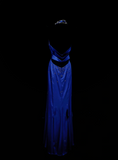 Fancy Mermaid Halter Royal Blue Satin Long Prom Dresses Formal Gowns Inspo Evening Outfit HZ0311
