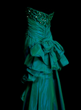 Chic A line Sweetheart Green Satin Pleated With Sequined Bodice Long Prom Dresses Party Dress 18th Birthday Outfits Graduation Dress HZ0311