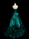 Vintage Ball Gown Strapless Dark Green Satin Sweet 16 Dresses Quinceanera Dress Long 15 Vestidos De Fiesta HZ0311