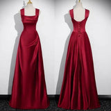 Simple Sheath Square Satin Prom Dresses Formal Dress 18th Birthday Outfits Prom Gown HZ0311