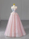 Elegant Ball Gown Sweetheart Pink Layers Lace Senior Aesthetic Prom Dresses Prom Gowns Formal Outfits Graduation Dress HZ0311