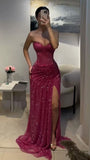 Stunning Mermaid Sweetheart Fuchsia Long Prom Dresses Inspo Prom Dress Glitter Sequin Evening Gown HZ0311