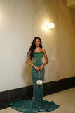 Glamour Mermaid Sweetheart Green Sequin Beads Prom Dresses Party Dress 20th Birthday Outfits Graduation Dress HZ0311