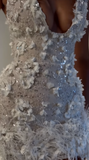 Sparkly Sheath V Neck White Feathers Beaded Wedding Dress Short Bridal Gown Wedding Dresses HZ0311