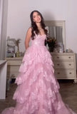 Cute Ball Gown Sweetheart Pink Lace Long Prom Dresses Impress 20th Birthday Outfits Prom Gown HZ0311
