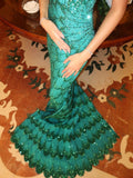 Sexy Mermaid Strapless Green Sequins Long Prom Dresses For Teens Formal Dress Birthday Outfits Prom Gown HZ0311