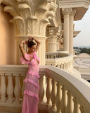 Modest A line Halter Pink Chiffon Prom Dresses Long Party Dress 18th Birthday Outfits Graduation Dress HZ0311