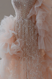 Shinning A line Strapless Sequin Pink Beaded Prom Dresses Formal Dress 18th Birthday Outfits Prom Gown HZ0311