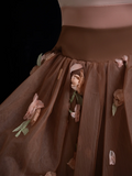 Retro Ball Gown Strapless Brown Tulle Prom Dresses Impress 18th Birthday Outfits Prom Gown HZ0311