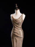 Sparkle Mermaid Asymmetrical Shoulder Straps Champagne Sequin Long Prom Dresses Impress 18th Birthday Outfits Prom Gown HZ0311