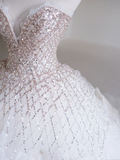Princess Ball Gown Sweetheart Sleeveless Tulle Fitted Long Wedding Dress Bridal Gown White Wedding Dresses HZ0311