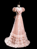 Retro A Line Sweetheart Blush Pink Velvet Sequin Long Prom Dresses Impress 18th Birthday Outfits Prom Gown HZ0311