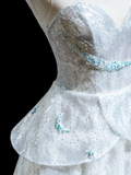Pretty Ball Gown Sweetheart Light Sky Blue Sequin Senior Aesthetic Prom Dresses Prom Gowns Formal Outfits Graduation Dress HZ0311