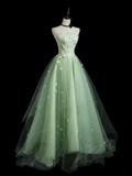 Chic Ball Gown Strapless Mint Green Tulle Senior Aesthetic Prom Dresses Prom Gowns Formal Outfits Graduation Dress HZ0311
