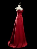 Chic Ball Gown Sweetheart Red Satin Beads Senior Aesthetic Prom Dresses Prom Gowns Formal Outfits Graduation Dress HZ0311
