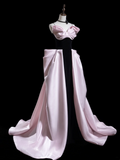 Classy Ball Gown Spaghetti Strap Pink Satin Prom Dresses Formal Dress 20th Birthday Outfits Prom Gown HZ0311
