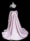 Classy Ball Gown Spaghetti Strap Pink Satin Prom Dresses Formal Dress 20th Birthday Outfits Prom Gown HZ0311