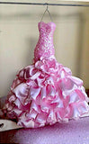 Timeless Mermaid Sweetheart Pink Satin Long Prom Dresses Inspiration Party Dress Prom Gowns HZ0311