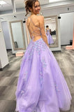Princess Ball Gown Spaghetti Straps Lilac Lace Prom Dresses Impress Backless Birthday Outfits Prom Gown HZ0311