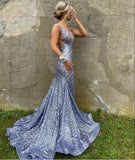 Shinning Mermaid V Neck Sequin Prom Dresses For Teens Formal Dress Party Outfits Prom Gown HZ0311