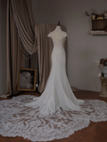 Princess Mermaid High Neck Long Sleeve Lace Fitted Corset Long Wedding Dress Bride Gowns White Wedding Dresses HZ0311