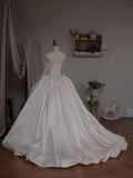 Princess Ball Gown Off The Shoulder Long Sleeve Satin Fitted Corset Long Wedding Dress Bride Gowns White Wedding Dresses HZ0311