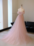 Unique Mermaid Off The Shoulder Pink With Silver Beads Prom Dresses Inspiration Long Party Dress Birthday Outfits Graduation Dress HZ0311