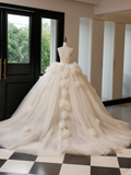 Ethereal Ball Gown Sweetheart Fitted Corset Sleeveless Tulle Wedding Dress Bride Gowns Wedding Dresses HZ0311