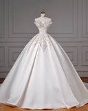 Fancy Ball Gown Strapless Sleeveless Satin Fitted Corset Long Wedding Dress Bride Gowns Wedding Dresses HZ0311