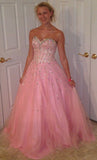 Beautiful Ball Gown Sweetheart Pink Tulle Prom Dresses For Teens Formal Dress Party Outfits Prom Gown HZ0311