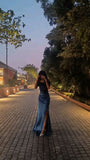 Unique Mermaid Off The Shoulder Navy Blue Satin Slit Side Prom Dresses Inspiration Long Party Dress Birthday Outfits Graduation Dress HZ0311