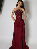 Classy Mermaid Spaghetti Straps Dark Red Burgundy Chiffon Prom Dresses Inspo For Teens Formal Dress Party Outfits Prom Gowns HZ0311