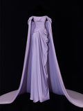 Unique Mermaid Off The Shoulder Light Grape Lilac Satin Prom Dresses Inspiration Long Party Dress Birthday Outfits Graduation Dress HZ0311