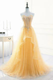 Classy Ball Gown Sweetheart Yellow Tulle Prom Dresses Inspo For Teens Formal Dress Party Outfits Prom Gowns HZ0311