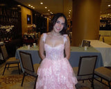Beautiful Ball Gown Sweetheart Pink Lace Slit Prom Dresses Inspiration Prom Gown Princess Senior Graduation Dress HZ0311