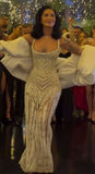 Sexy Mermaid Straps Champagne Sequin Long Prom Dresses Inspiration Prom Dress Senior Graduation Dress HZ0311