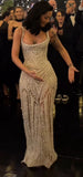 Sexy Mermaid Straps Champagne Sequin Long Prom Dresses Inspiration Prom Dress Senior Graduation Dress HZ0311