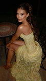 Unique Mermaid Sweetheart Yellow Lace Slit Prom Dresses Long Party Dress 21st Birthday Outfits Graduation Dress HZ0311