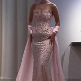 Charming Strapless Sleeveless Long Mermaid Prom Dress With Beading Party Dress For Women HZ0311